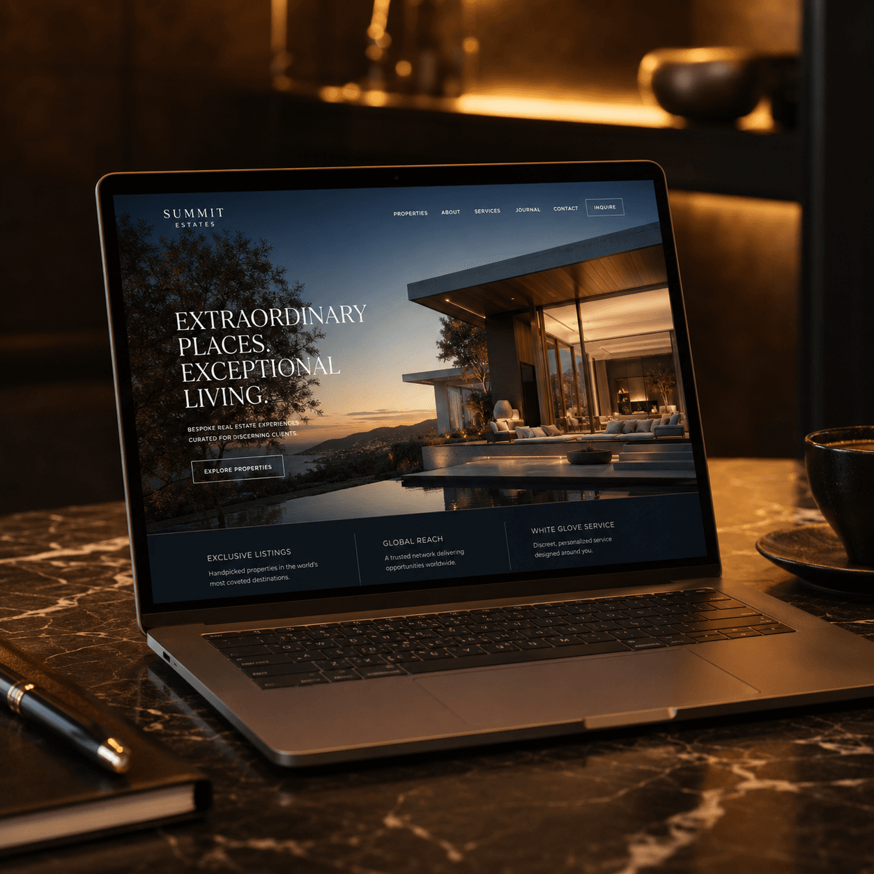 AI-generated real estate website on screen